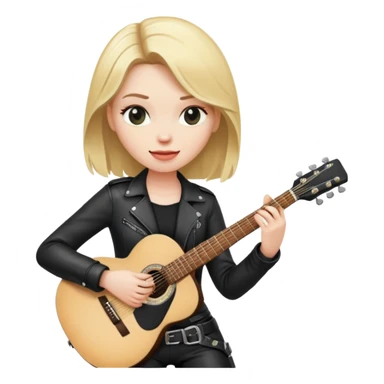 Blonde haired woman wearing black leather playing guitar sticker
