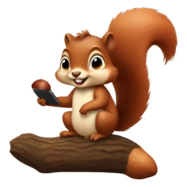 squirrel holding a chestnut with iphone emoji style sticker