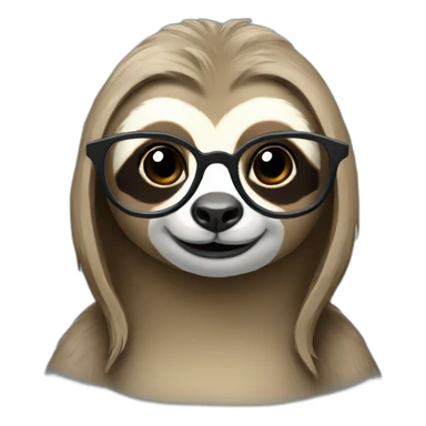 Female Sloth with glasses and a bun sticker