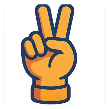 hand with thumb, index, and middle fingers raised, other fingers closed, cartoon style, soft shading sticker