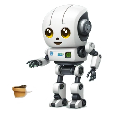 combina una pequeña planta  y un robot  sticker