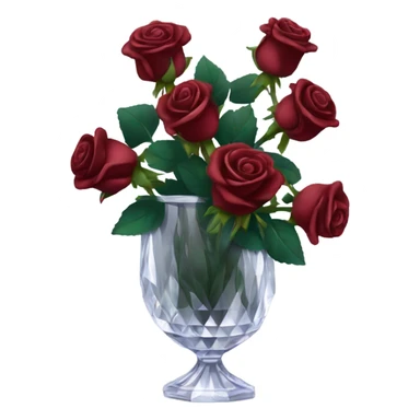 Dark red rose bouquet in a crystal vase  sticker