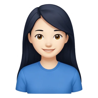 검정 긴머리에 청순한 직장인의 모습 파란셔츠입고 웃고 있으면 좋겠어 sticker