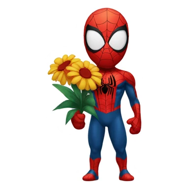 spider-man holding flowers  sticker