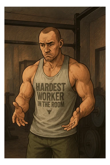 Uomo che si allena e sta cercando di capire quanta intensità mettere sticker