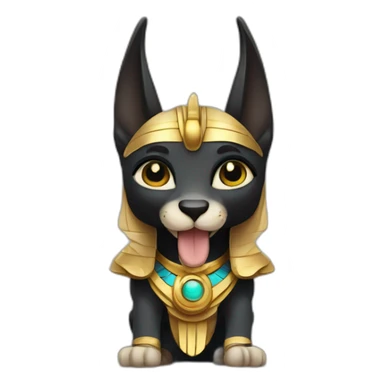 Ancient egyptian god Anubis cheering chibi style sticker