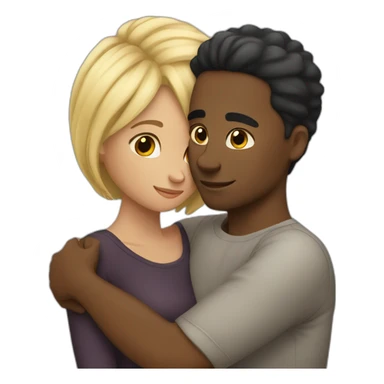 Blonde black girl hugging her husband whos black and has brown hair sticker