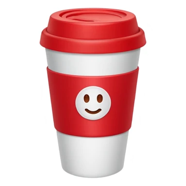 red plastic coffe with withe lid  sticker
