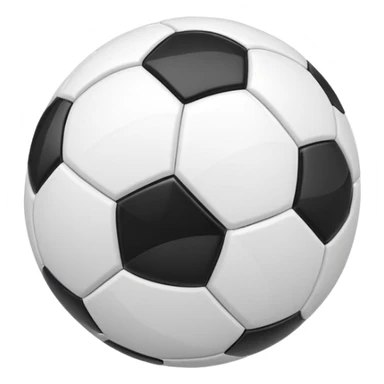 Apple-style emoji of a soccer ball with curve effect, flying with curved wind trails showing spin, glossy 3D look, clean minimal design, soft lighting, transparent background. sticker