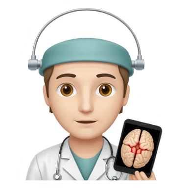 neurosurgeon showing a brain scan to a patient sticker