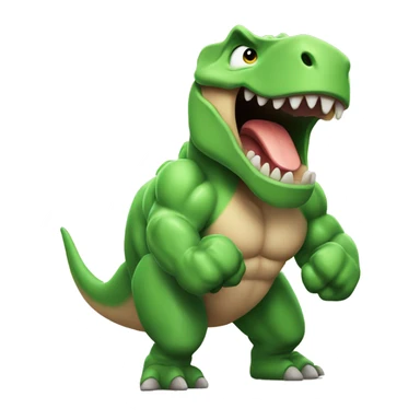 Dinosour flexing muscle sticker