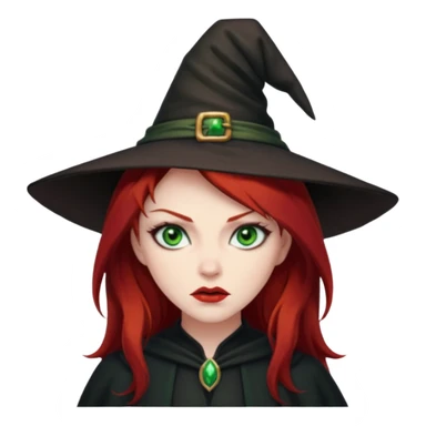 Dark blood Red haired witch. Green eyes annoyed. Sexy attitude. sticker