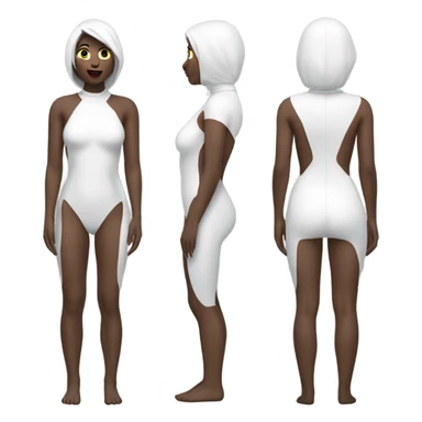 full covered woman in white latex bodysuit front and back zoomed out sticker