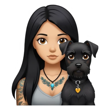 girl with long black straight hair and tattoos and Black Schnauzer sticker