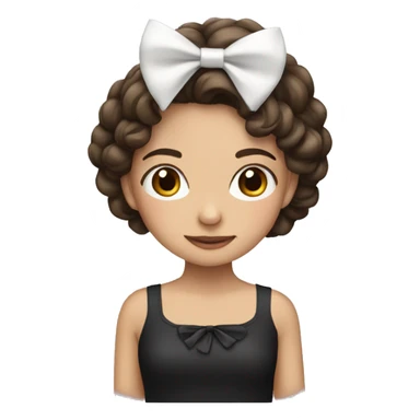 brunette girl with white bow sticker