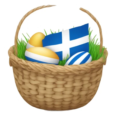 easter basket with greek and european flag eggs sticker