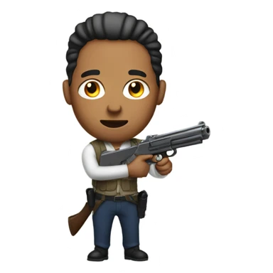 Man with bun holding a gun sticker