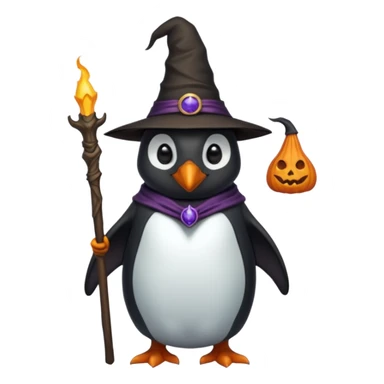 tall Demons Penguin with Witch Hat full body sticker