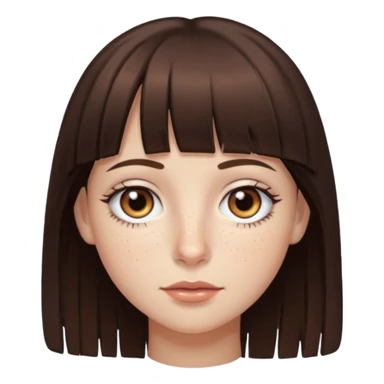 branca, olhos hazel, franjnha, pequenas sardas, cabelo castanho escuro, zoombir sticker