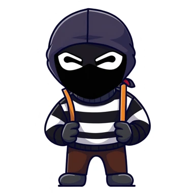 cartoonish robber with black mask and striped shirt sticker