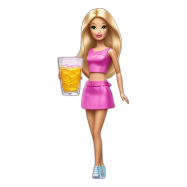 Barbie avec un verre à pied sticker