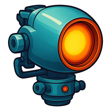 Spotlight pointing downward in retro stickers style, vibrant colors, bold outlines, and a nostalgic feel. sticker