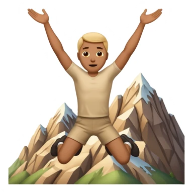 apple style emoji of a man falling head over heels past a mountain, arms and legs flailing sticker