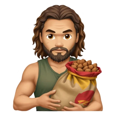 Jason mamoa holding a sack of nuts sticker