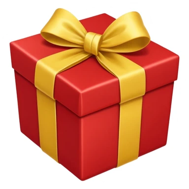 коробка с подарком красного цвета и с желтым бантом sticker