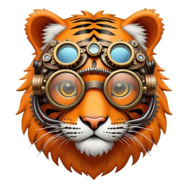 Steampunk tiger with goggles and gears sticker