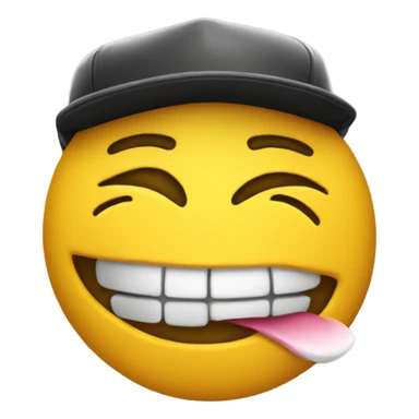 Yellow emoji with a SnapBack hat biting his lip  sticker