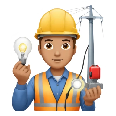 Am man Electricity power employer at work with a light sticker