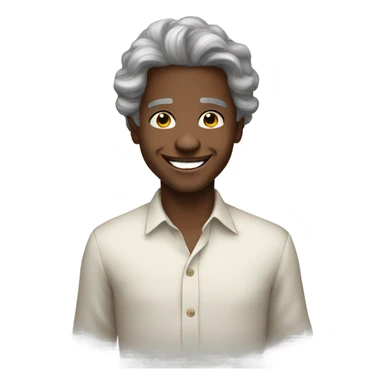 smiling boy portrait meme with long hair like a grandma  sticker