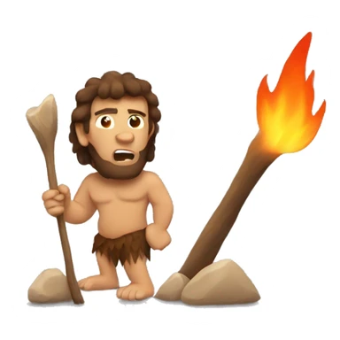 caveman make fire with stick sticker