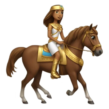 A brown horse was riding from a Egyptian girl sticker