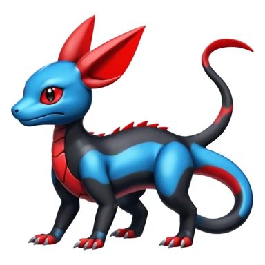 Cute Shiny Guilmon-Salandit-Umbreon-Fakémon-hybrid-creature (full body)  sticker