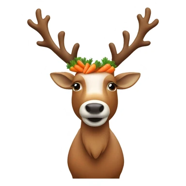 A reindeer with carrots on its head sticker