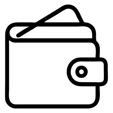 wallet icon, outlined, clean lines, monochrome sticker