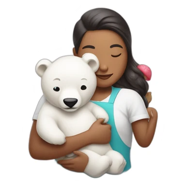 Man ice cream chef with black filipina with baby polar bear sleeping sticker