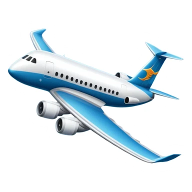 A wide-body aircraft with tall tail fins and glowing cabin windows cruising at high altitude.
 sticker