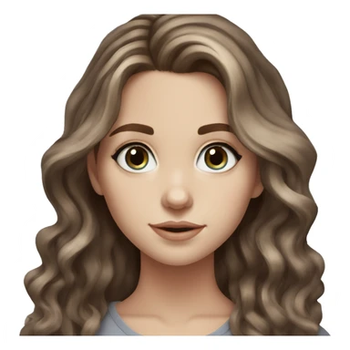 White girl blue grey eyes with long wavy brown hair with brown highlights balayage  sticker