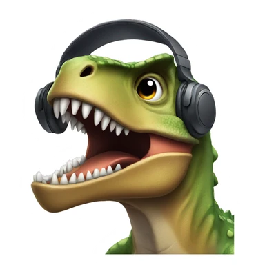 dinosaur listening to music sticker