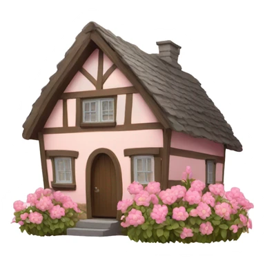 cottage with pink flowers sticker