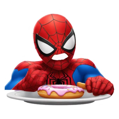 Spider-Man eating a donut sticker