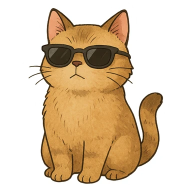 ghibli style cat wearing sunglasses sticker
