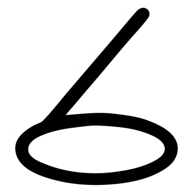 Two straight strokes meeting at ~30–35 ° and an open-base ellipse. No fill, 2 px stroke at 24 × 24 px.	 sticker