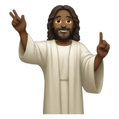 Black Jesus holding  up a peace sign sticker