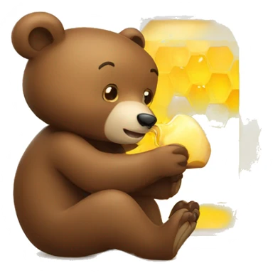 bear eats honey from jar sticker