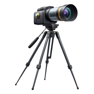Create an emoji for video recording. Show a  single lens video camera on tripod, symbolizing the act of filming. Use modern, professional colors. Do not include any emojis or smiley faces. Make the background transparent. sticker