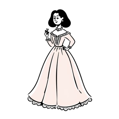 vintage rococo mixed woman with brown hair and light skin in a light pink beautiful gown sticker